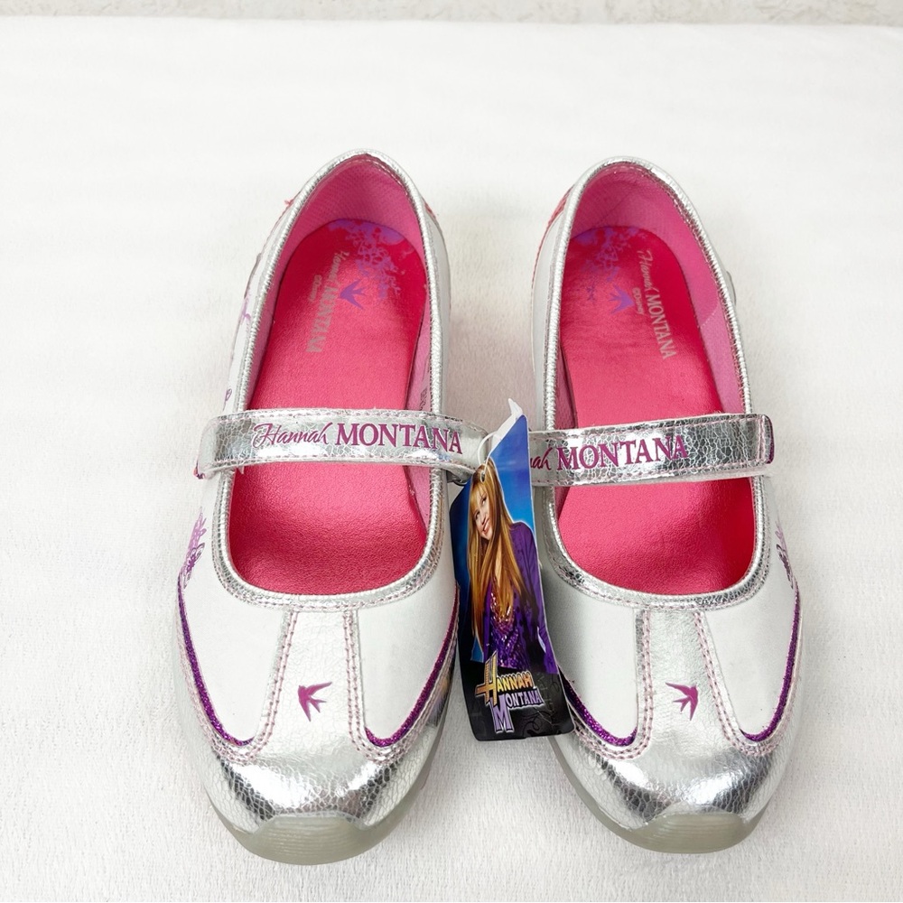 2000’s Disney Hannah Montana Girls Mary Jane’s NWT Butterfly Floral Pink Silver - Picture 2 of 15